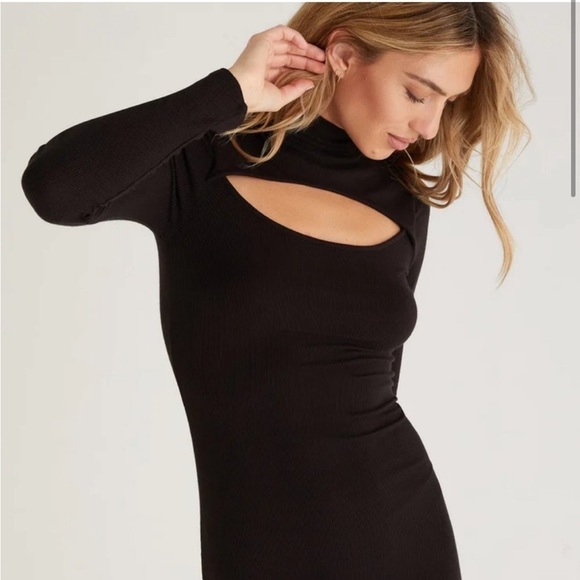 Z Supply Pandora Rib Cut Out Mini Dress Black Small - Picture 2 of 11